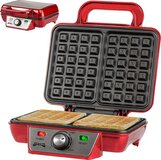 Gadgy Wafelijzer - Wafelmaker voor 4 wafels - Anti-Aanbaklaag - 1000 Watt - Regelbare Thermostaat - Rood