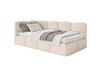 Lit ado 120x200, tête de lit à gauche, matelas, bouclé beige clair