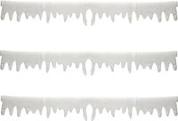 Feeric Christmas Bordures glaçons/bordures neige - 3x - blanc pailleté - 180 x 15 cm - Polyester