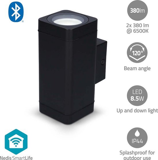 Smartlife Buitenlamp - 760 lm - Bluetooth - 8.5 W - Warm tot Koel Wit - 2700 - 6500 K - ABS - Android / IOS