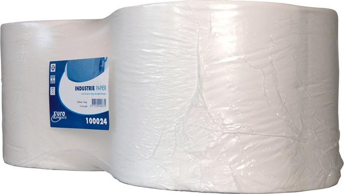 Europroducts Industrierol 1-laags cellulose wit 24cm x 1000M - Pak 2 rol