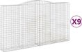 vidaXL Gabions - 9 pieces - arched - 400x50x220/240 cm - iron