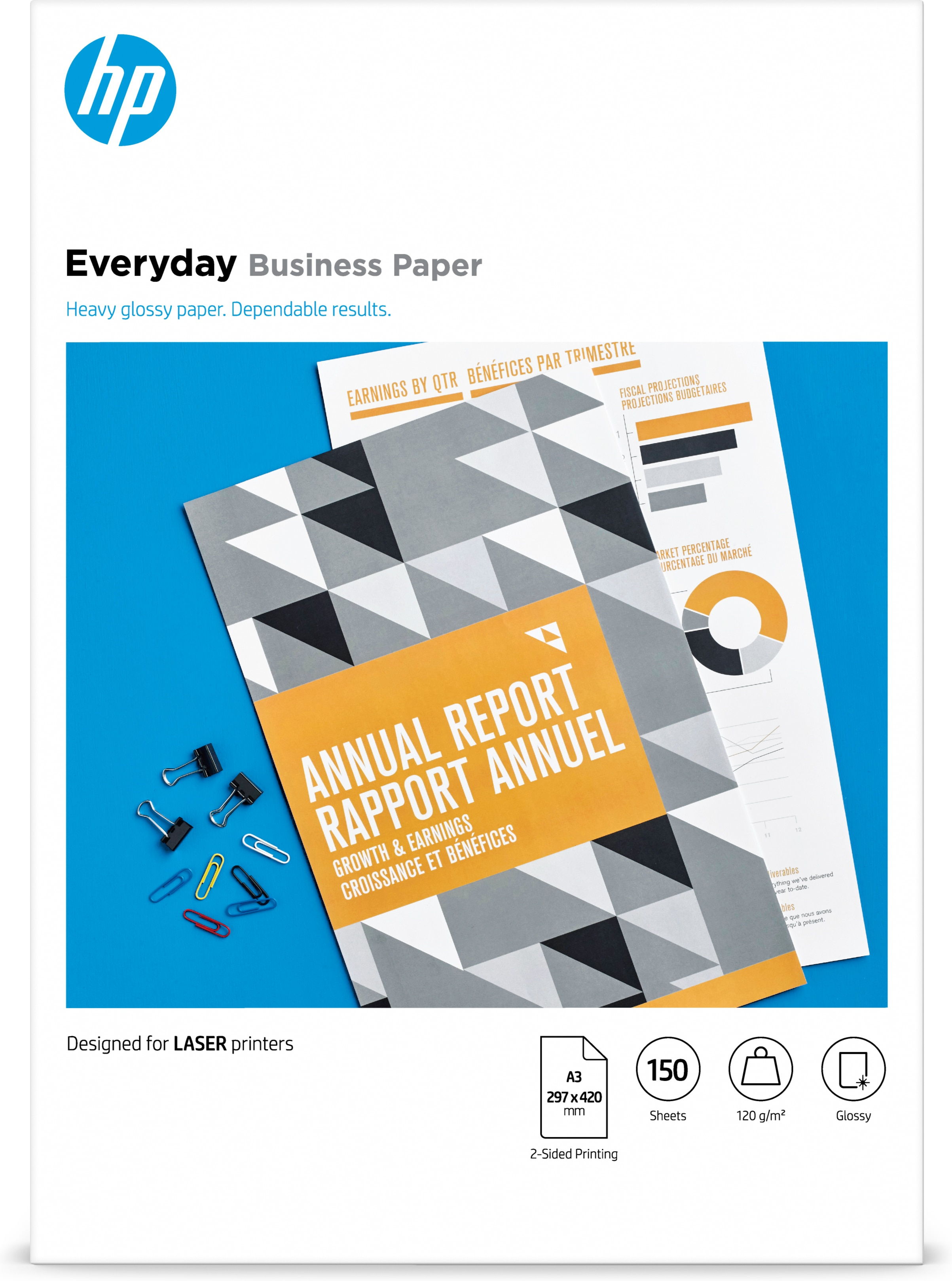 HP Everyday Business Paper, Glossy, 120 g/m2, A3 (297 x 420 mm), 150 sheets