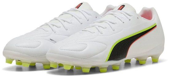 Puma King 20 Match FG/AG Voetbalschoenen - Heren - Maat 42 - Wit/Rood/Geel