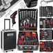 MASKO® Valise à outils 969-delig – Jeu d'outils rempli dans une valise en aluminium avec roues – Valise à outils trolley pour bricolage, voiture, maison et loisirs – Chariot à outils professionnel