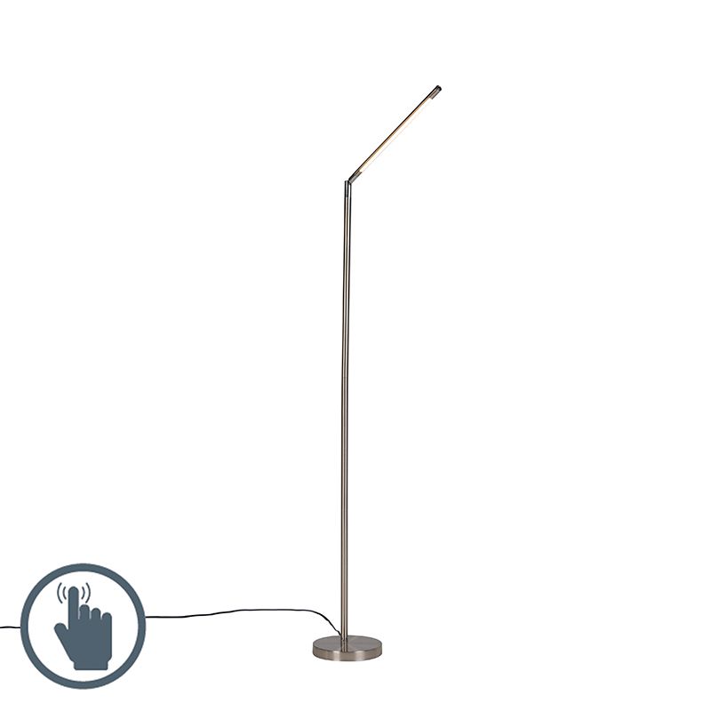 QAZQA Berdien Vloerlamp - Staal - LED - Dimbaar - Grijs