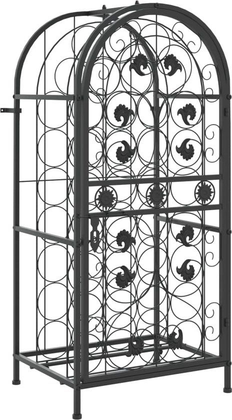 vidaXL Wijnrek voor 33 flessen 45x36x100 cm smeedijzer zwart