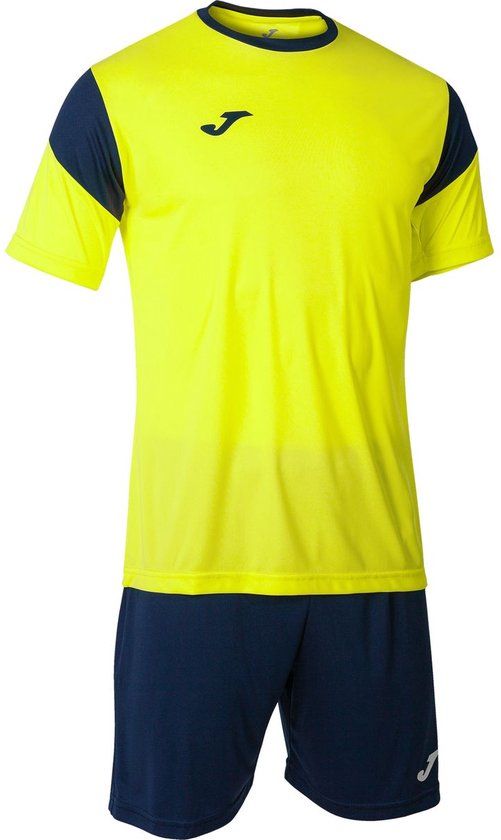 Joma Phoenix Voetbalset Korte Mouw Kinderen - Fluogeel / Marine - Maat 140