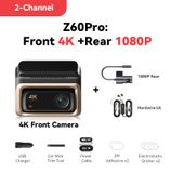 Dashcam Z60 Pro - 2 canaux - 4K UHD - Caméra avant et arrière - Wi-Fi 5 GHz - GPS - Sans carte SD