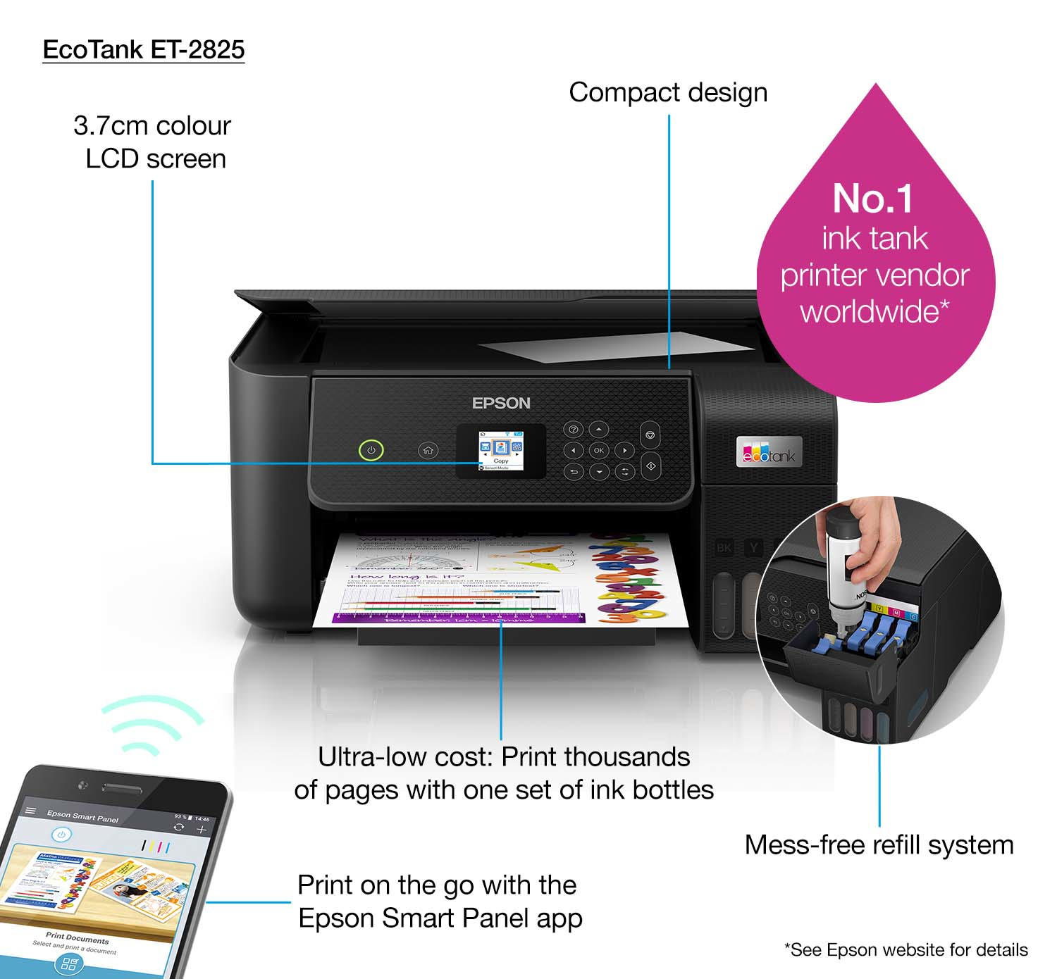 Epson Ecotank Et 2825 A4 Multifunctionele Wi Fi Printer Met Inkttank Inclusief Tot 3 Jaar Inkt 4532