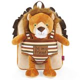 Pluche Perletti Pluche Rugzak Kinder 3 4 5 Jaar met Knuffeldier - Kleine Backpack Kleuterschool met Verwijderbaar Knuffelbest - Kindertas Zacht met Teddybeer voor Peuter Meisje Jongen - 22x25x3 cm (Leeuw)