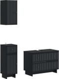 vidaXL - 3-delig - badkamerkast - set - EDE - Zwart - Bewerkt - hout