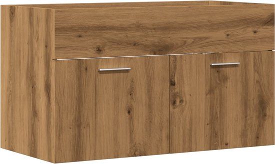 vidaXL Wastafelkast 90x38,5x46 cm bewerkt hout artisanaal eikenkleur
