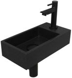 INK - Fonteinpack Quartz Rechts incl. Fonteinkraan - Design Sifon - Design Plug en Montageset - 360x180x90 Mm - Quartz Zwart/mat Zwart