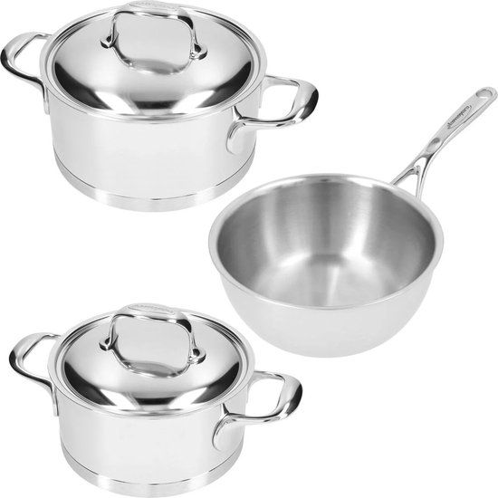 Demeyere Atlantis 3-delige pannenset - RVS - Zilver