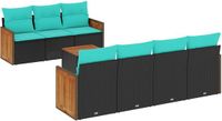 vidaXL 8-delige tuinbankset met kussens, zwart, polyrotan