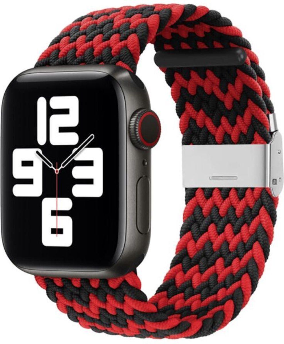 Qubix Compatible Apple Watch Band - Braided - Black/Red - 42/44/45/Ultra/49mm