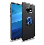lopolike Hoes voor Samsung Galaxy S10+, zacht, krasbestendig, schokbestendig, TPU-beschermhoes met verstelbare vingerring, magnetische autohouder, zwartblauw