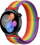 Strap-it® Huawei Nylon bandje geschikt voor Huawei GT 3 42mm / Huawei GT 3 Pro 43mm / Huawei GT 2 42mm - Regenboog