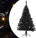 vidaXL Kunststof Voorverlichte Kerstboom met 150 LED Zwart 150 cm PVC