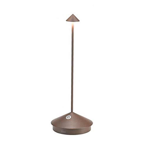 Zafferano - Pina Pro Dimbare LED Tafellamp in Aluminium, IP54 Bescherming, Binnen/buiten, Contact Oplaadbasis, H29cm, EU Plug - Corten