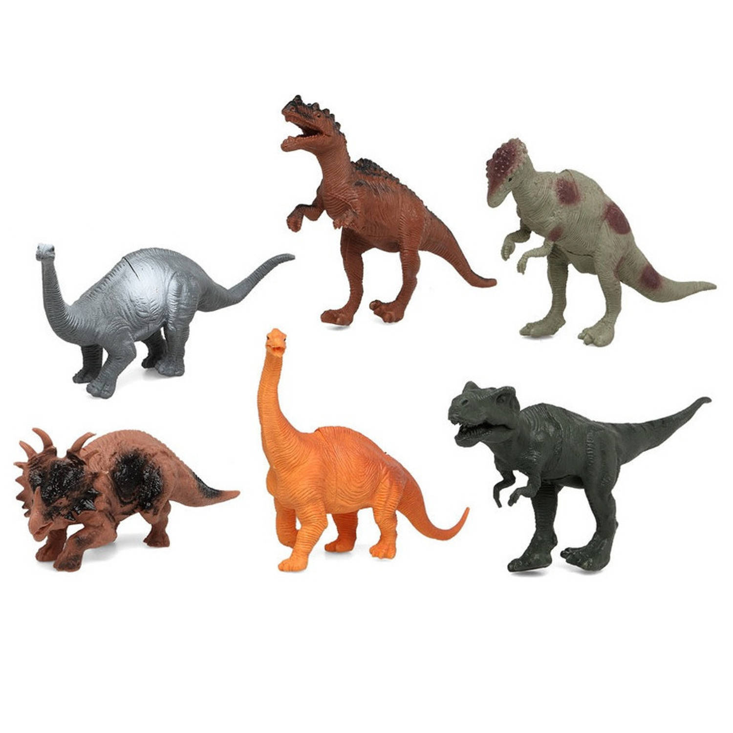 Fiesta carnavales Speelgoed dino dieren figuren 6x stuks dinosaurussen van kunststof