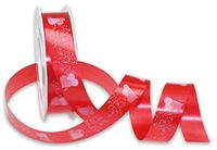 Präsent HONEYMOON decoratielint - rood witte harten - rol van 50 m 25 mm