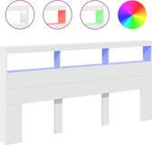 vidaXL Hoofdbordkast met LED-verlichting 200x17x102 cm wit