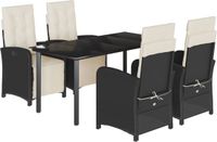 vidaXL 5-delige tuinset met kussens, zwart, van polyrotan