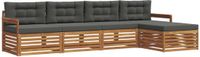 vidaXL Acacia Hout Bank Loungeset 5-Zitter Natuurlijk en Antraciet