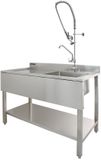 MonsterShop Monster Group BV Commerciële spoelbak & kraan - RVS - 120x60cm - Links afdruipplaat