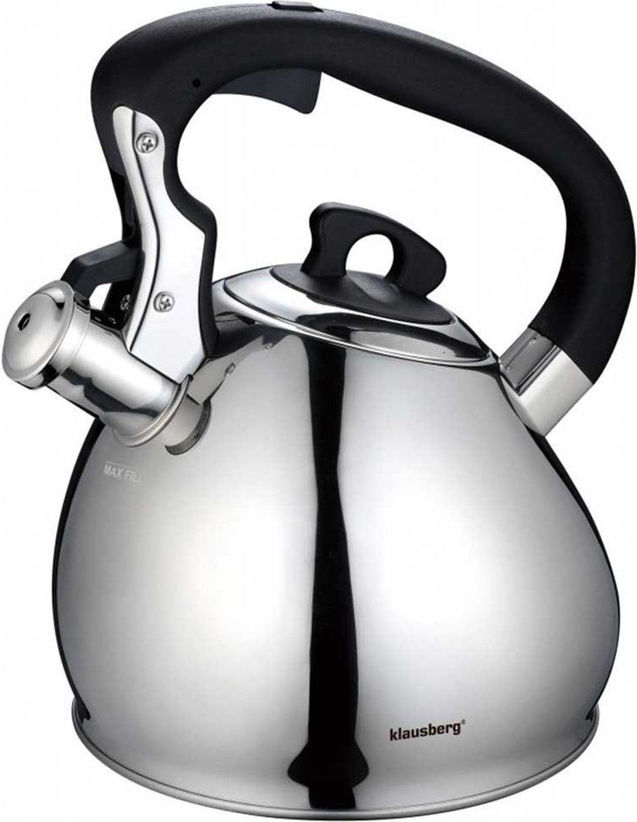 KLAUSBERG Top Choice Fluitketel - RVS - 3 liter - Zilverkleurig