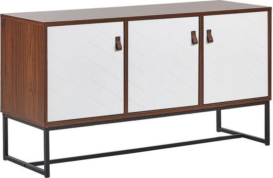 Beliani NUEVA Sideboard - White/Dark Brown - MDF - Retro & Vintage Style - 112x39x62 cm