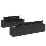 VidaXL Loungeset met kussens, poly rattan, zwart
