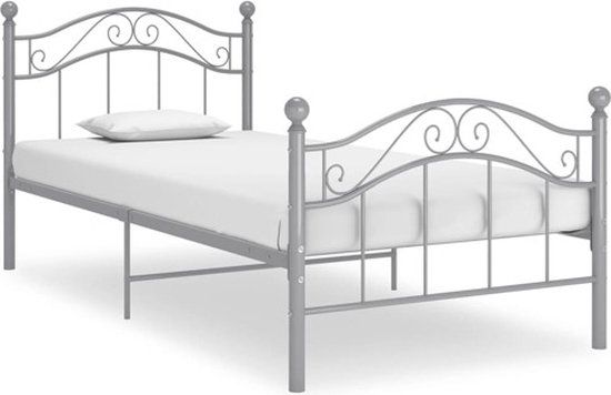 vidaXL Metalen Bedframe Grijs 90x200 cm