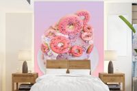Nr1Wallpaper Fotobehang Verjaardagstaart met donuts - 165 x 220 cm - Vliesbehang