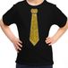 Bellatio Decorations Verkleed t-shirt voor kinderen - glitter stropdas - zwart - meisje - carnaval 164/176