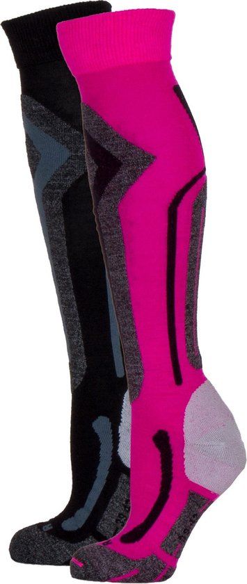 Falcon 2-pack Blunt Skisokken Dames Roze/Zwart/Grijs Maat 35-38