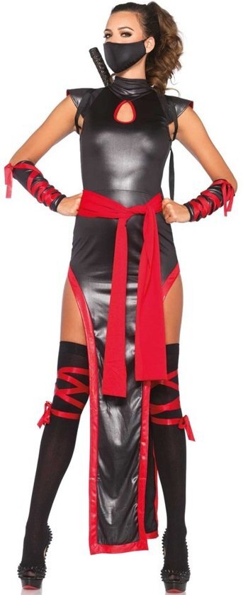 Vegaoo Rood-zwarte ninja kostuum voor vrouwen - Verkleedkleding - Large