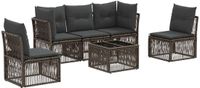 vidaXL Tuinbank - Set - 5 zitplekken - Grijs - Polyrattan