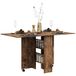 Homcom table à manger pliante sur roulettes 2 plateaux rabattables 2 étagères intégrées bois 140x75x74cm brun rustique