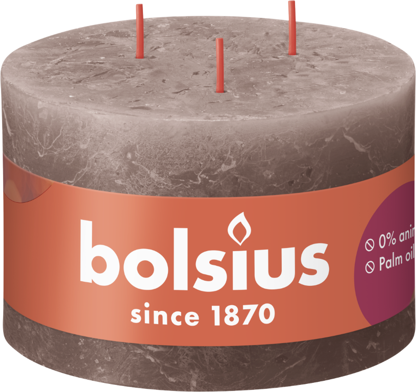 Bolsius Rustiek kaars 90/140 3 lonten Rustic Taupe