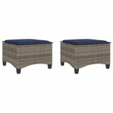vidaXL Tuinkrukken met kussens 2 stuks grijs 55x55x36 cm polyrattan