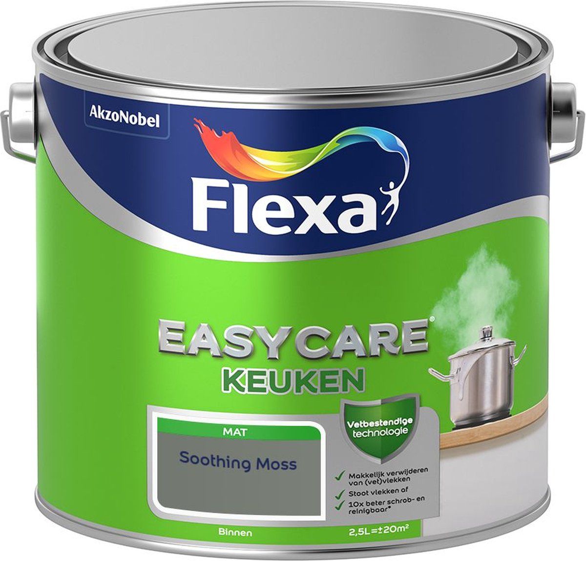 FLEXA Easycare - Muurverf Keuken - Mat - Soothing Moss - 2,5 liter