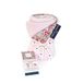 DOUDOU ET COMPAGNIE - Zachte deken roze en bloemen – collectie BOH'AIME FAON – 70 x 100 cm – voorzijde bedrukt 100% katoen – achterkant roze 100% pluche – dutje comfort – cadeau voor geboorte – DC4036