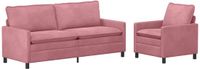 vidaXL - Bankstel - 2-zits - Roze - Fluweel