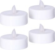 Anna's Collection Grandes bougies LED - 4x - blanc - D6 x H4,5 cm - timer - bougies chauffe-plat - bougies