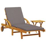 VidaXL Ligbed met kussen en tafel massief acaciahout