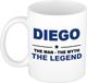 Bellatio Decorations naam cadeau mok - Diego - man myth legend - koffiemok - 300 ml - collega - vaderdag