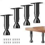 Set de 4 pieds de meuble réglables en métal noir